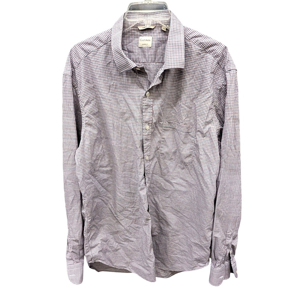 Culturata Italy Tailored Fit Button‎ Down Shirt Lightweight Check Cotton- XL